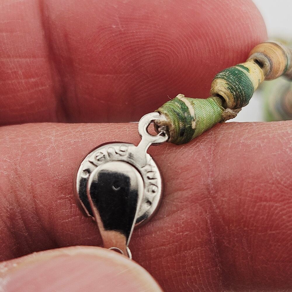 Multistrand Paper Beaded Necklace Green Chunky Artsy Boho Artesian Forest Nymph - Picture 6 of 6